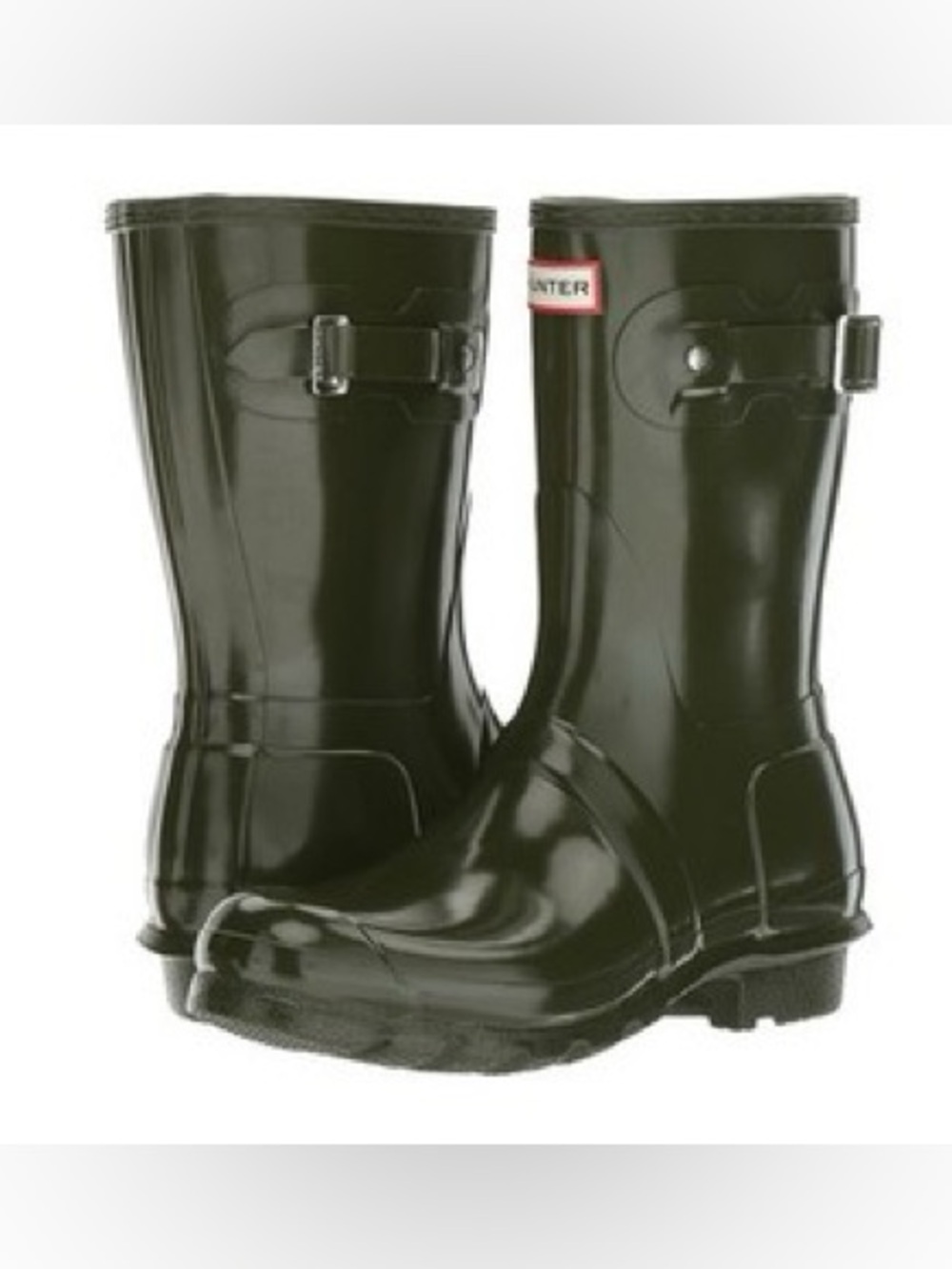 Hunter Original Gloss Short Rain Boots in Dark Olive • Sz 5
